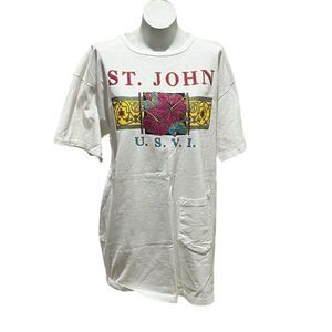 Vintage 90s Alore St. John U.S.V.I. Graphic T-Shirt Men's One Size Multicolor